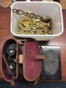 Horse brasses, binoculars, etc.