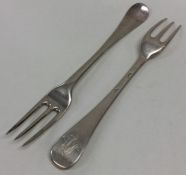 Two good silver three prong Georgian forks. Approx