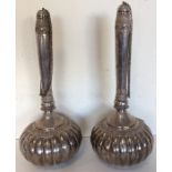 A pair of massive Islamic silver bottles of balust