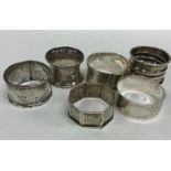 A group of six silver napkin rings. Approx. 90 gra