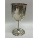 A small Victorian engraved goblet on spreading sup