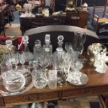 A quantity of glass and china figures.