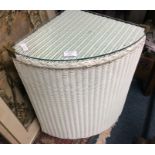 A painted corner basket.