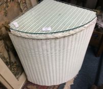 A painted corner basket.