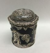 An Antique silver mounted tortoiseshell box with h