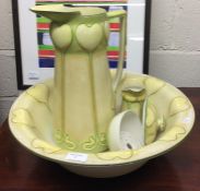 A stylish pottery jug and basin set.