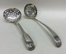 Two silver sifter spoons. Approx. 77 grams. Est. £