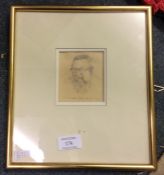 A framed and glazed drawing of Sidney Hutchson by