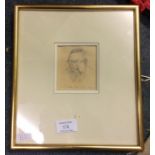 A framed and glazed drawing of Sidney Hutchson by