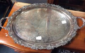 A good Sheffield plated oval tray.