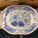 A Spode turkey dish with gadroon rim.