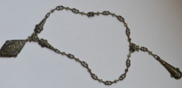 A stylish silver and marcasite necklace. Approx. 3