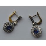 A pair of attractive French platinum earrings. App