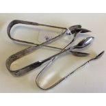 A group of three pairs of silver sugar tongs. Appr