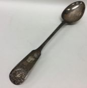 A large silver fiddle pattern basting spoon. Newca