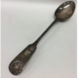 A large silver fiddle pattern basting spoon. Newca