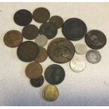 A quantity of old silver and other coins and medal