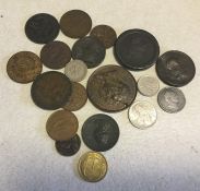 A quantity of old silver and other coins and medal