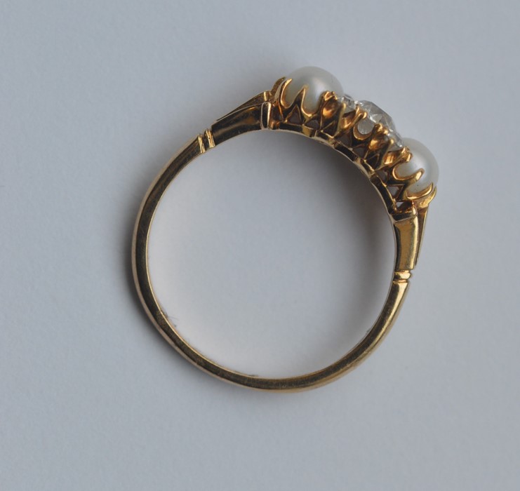 A pearl and diamond half hoop ring in 18 carat set - Image 2 of 2