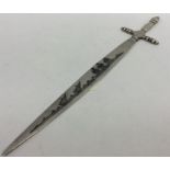 A Continental silver and enamelled letter opener i