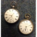 A gent's silver lever pocket watch together with o