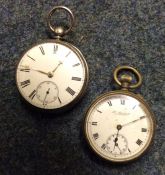 A gent's silver lever pocket watch together with o