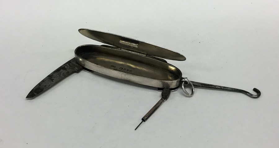 A novelty silver vesta / pen knife with hinged top