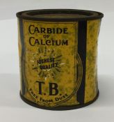 A "T.B. Carbide of Calcium" tin. (1).