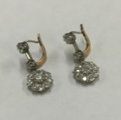 A good pair of Antique diamond and cluster earring