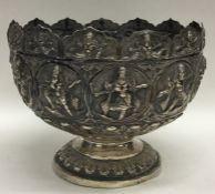 A large Indian silver rose bowl attractively embos