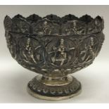 A large Indian silver rose bowl attractively embos