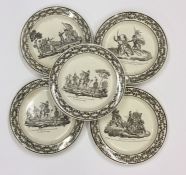 A group of five Antique creamware plates decorated