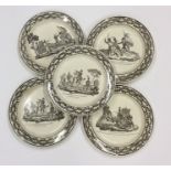 A group of five Antique creamware plates decorated