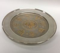 A heavy circular silver Coronation plate. Birmingh