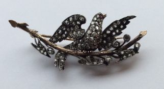 A good Antique rose diamond brooch in the form of
