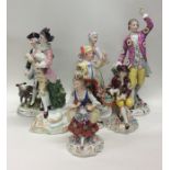 A group of seven Dresden and French decorative fig