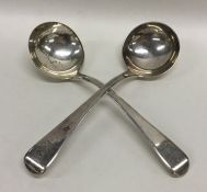 A pair of Georgian silver OE pattern sauce ladles