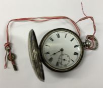 A large silver full Hunter pocket watch. By Muirhe