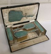 A good silver and shagreen dressing table set cont