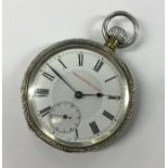 A gent's silver open face chronometer with white e