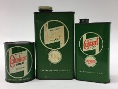 Two "Castrol" oil cans together with a "Castrol" greas