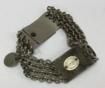 An unusual Antique French dog collar with chain su