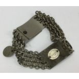 An unusual Antique French dog collar with chain su