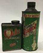 A cylindrical "Wakefield Castrol Oil" can together w