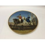 A large Mettlach plaque depicting horse riders in