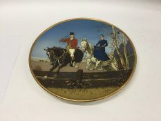 A large Mettlach plaque depicting horse riders in
