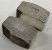 A pair of engine turned silver napkin rings. Birmi