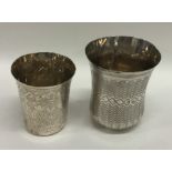 Two Continental silver beakers. Approx. 137 grams.