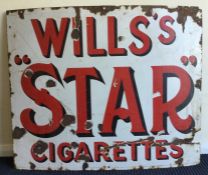 A "Wills's Star Cigarettes" metal and enamel sign.