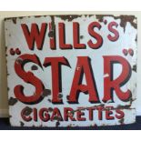 A "Wills's Star Cigarettes" metal and enamel sign.